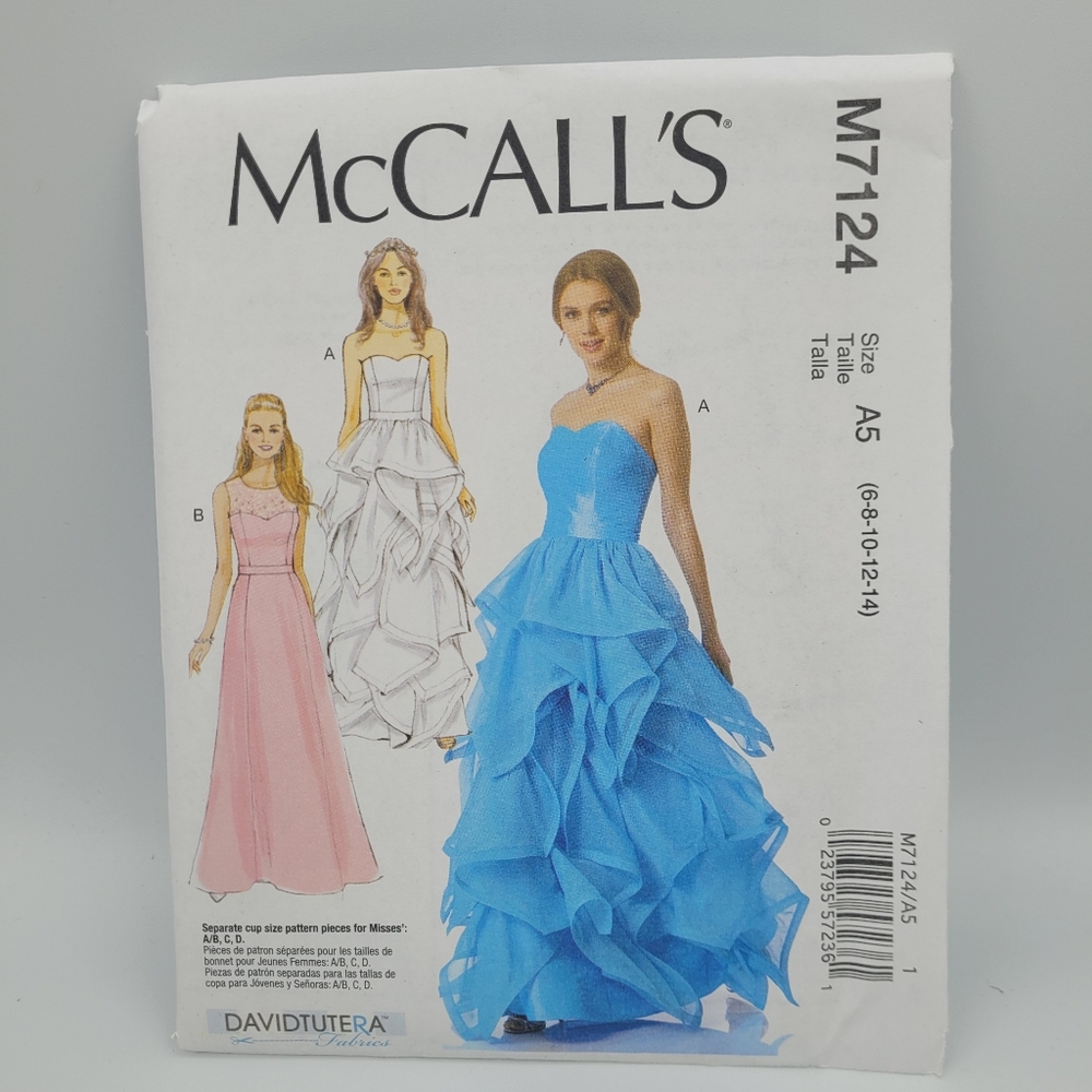 UNCUT McCall's M7124 Formal Evening Dress Sewing Pattern Gown